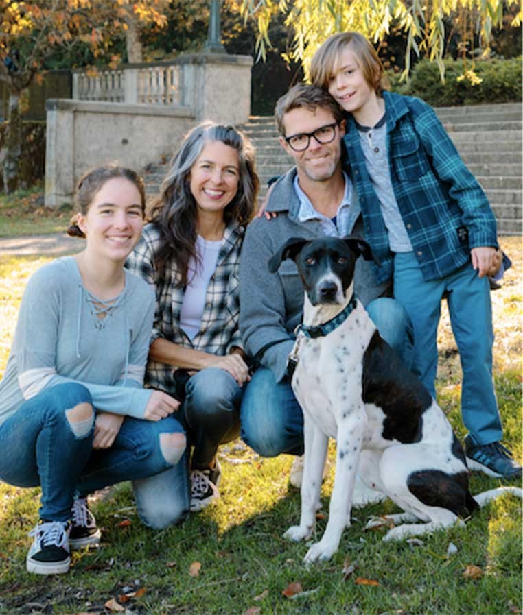 Family photo in a park